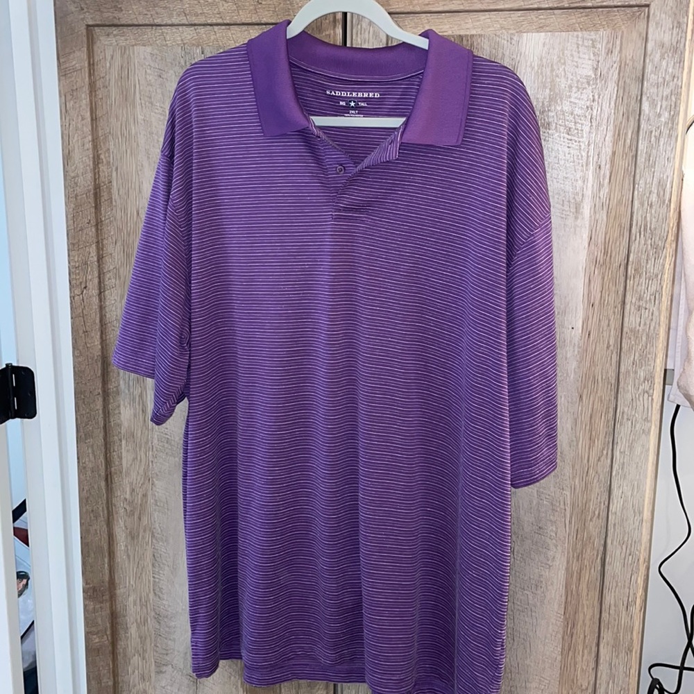 Saddlebred Purple Striped Polo Shirt
